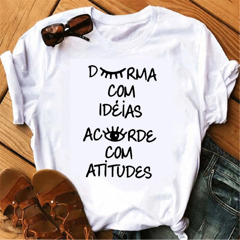 Promoção Camiseta T-shirt Feminina Branca Escolha Sua Estampa