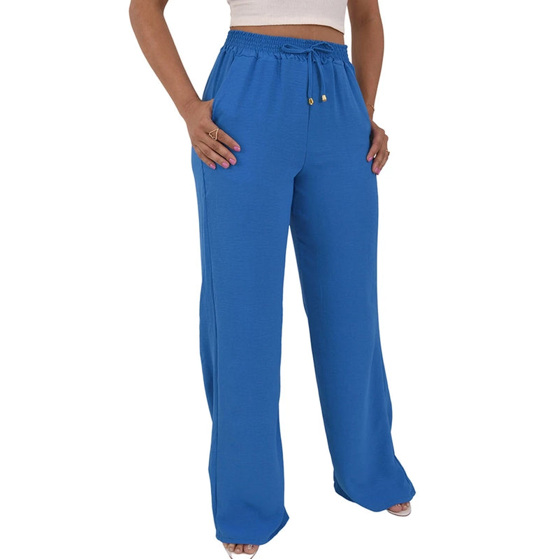 Calça Pantalona Feminina Cintura Alta Tendência Moda Envio Imediato