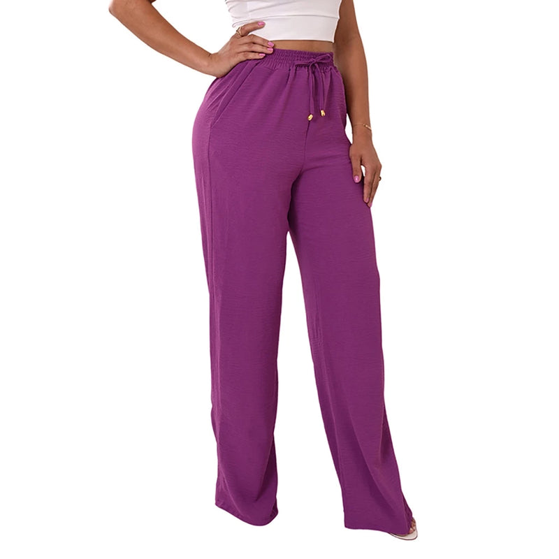 Calça Pantalona Feminina Cintura Alta Tendência Moda Envio Imediato