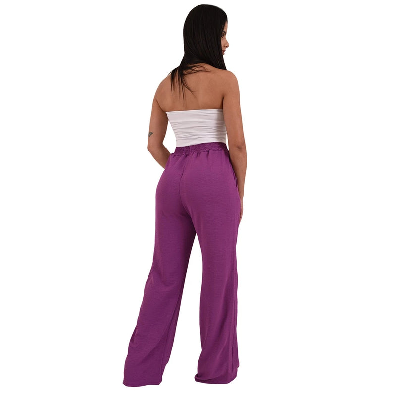 Calça Pantalona Feminina Cintura Alta Tendência Moda Envio Imediato