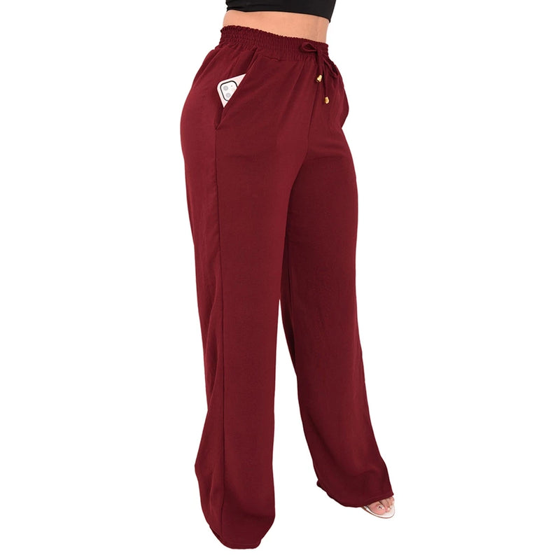 Calça Pantalona Feminina Cintura Alta Tendência Moda Envio Imediato